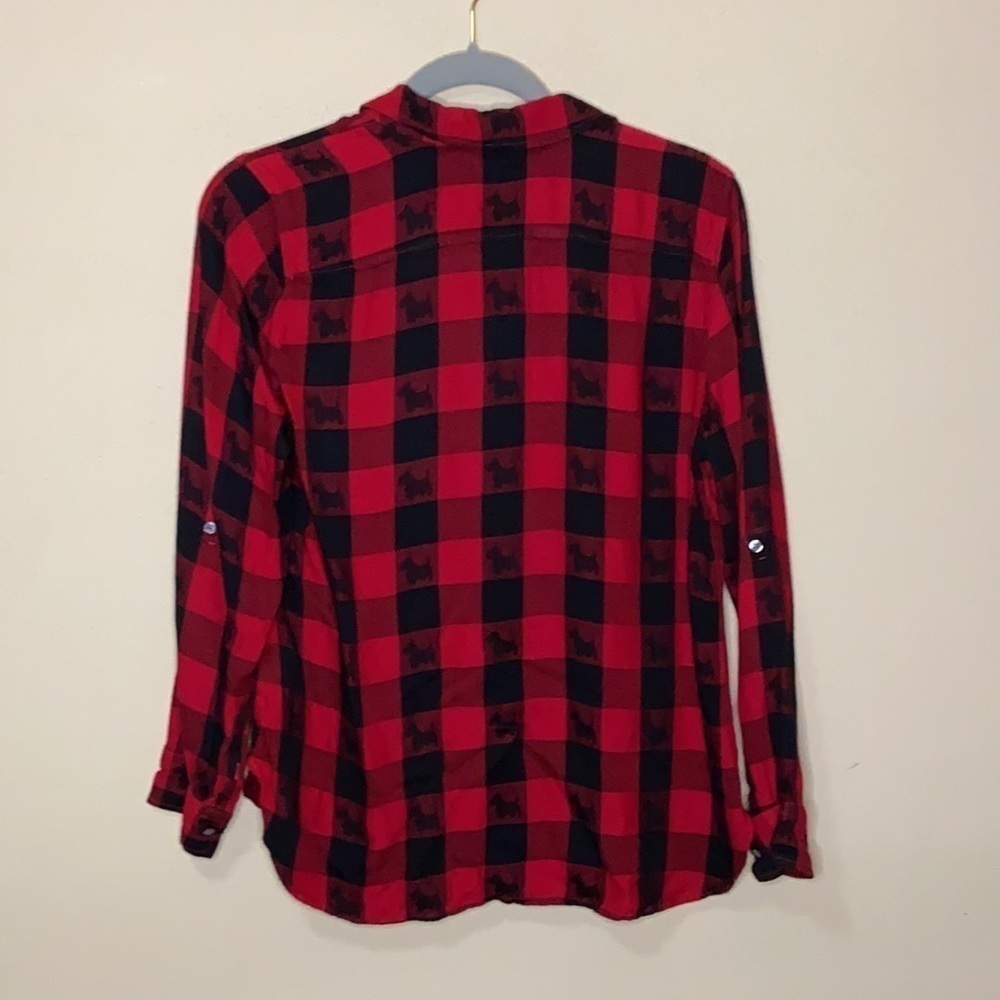 Talbots Button Front Scottie Dog Checked Shirt - image 5